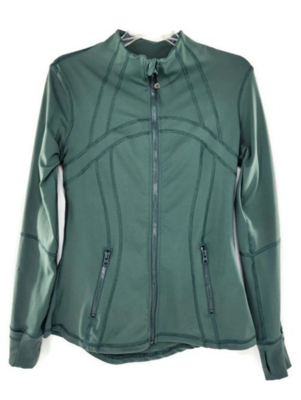 Lululemon Define Nulu Olive Green Hip-Length Full-Zip Fitted Lightweight Jacket